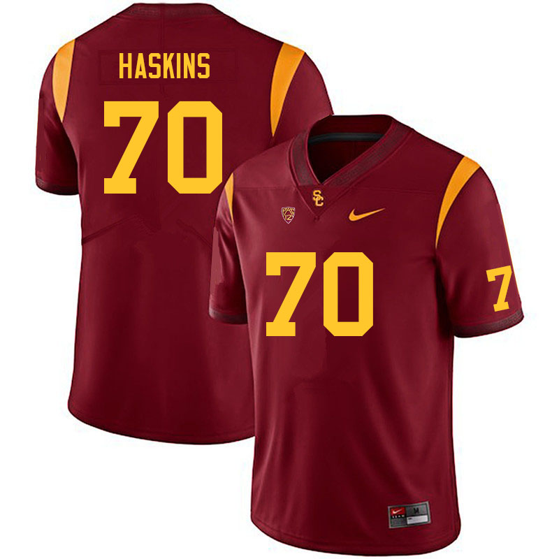 Men #70 Bobby Haskins USC Trojans College Football Jerseys Sale-Cardinal - Click Image to Close